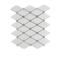 Thassos White Carrara Dot Diamond 1X2 Octagon Marble Mosaic