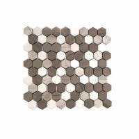 Thassos Mix White Oak Athens Gray 1X1 Hexagon Polished Mosaic