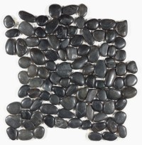 Black Pearl 12X12 Interlocking Polished Rounded Pebble Tile