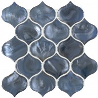 Blue Shimmer Arabesque 8mm Glossy Glass Mosaic Tile