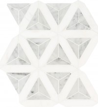 Carrara White Faceted 9X12 Polished Marble Mosaic Tile