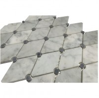 Carrara White Gray Dot 1X2 Diamond Rhomboid Polished Mosaic