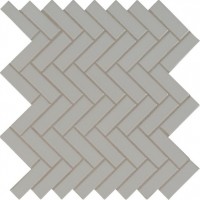 Domino Gray Glossy Herringbone Mosaic