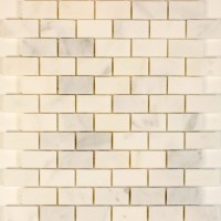 Oriental White Brick Pattern Statuary 1x2 Polished Mosiac