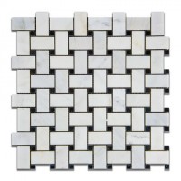 Oriental White 12x12 Polished Basketweave Mosaic