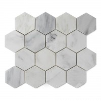 Oriental White 3x3 Polished Hexagon Mosaic