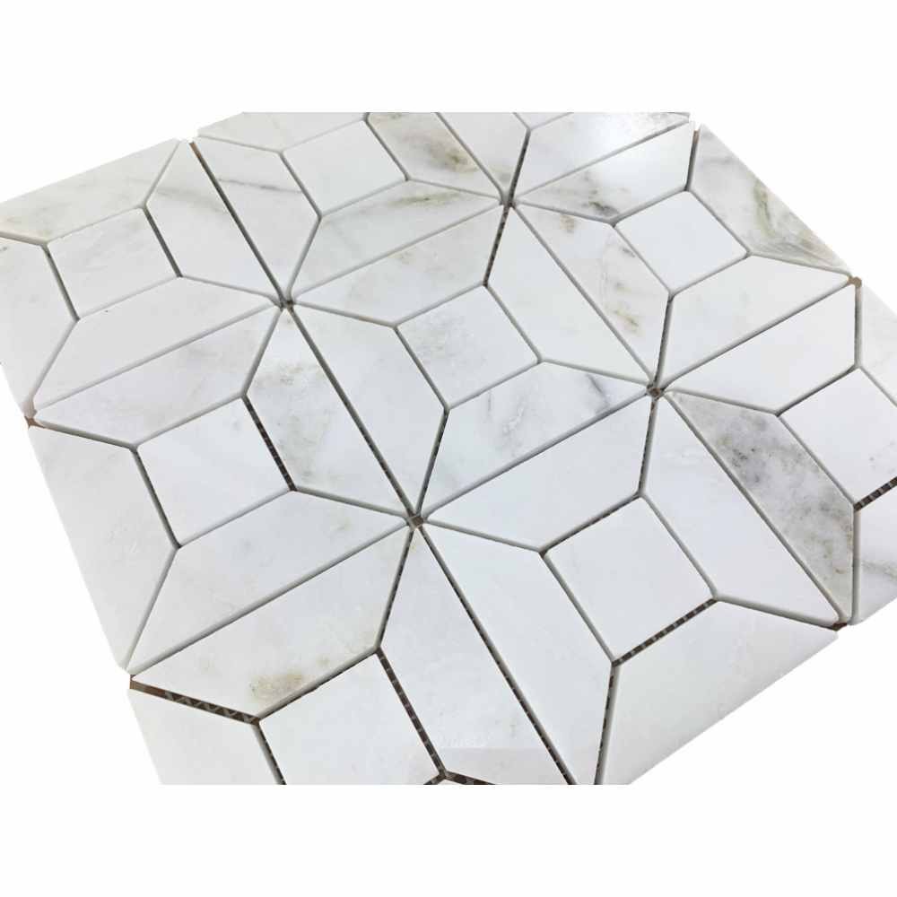 Bianco Oro Basketweave 1X4 Polished Marble Mosaic