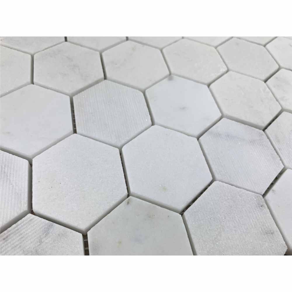 Bianco Oro Hexagon 2X2 Multi Finish Marble Mosaic