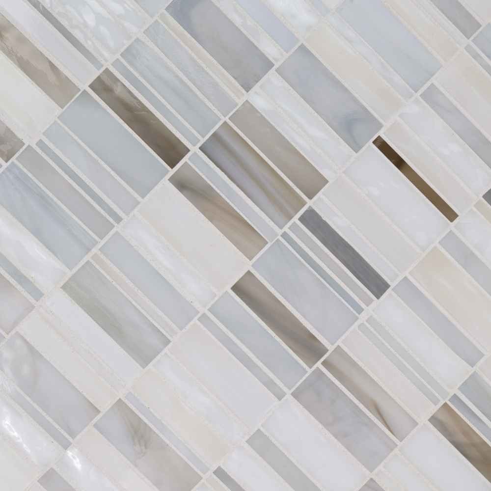 Citi Stax Greige 3mm Glossy Glass Mosaic Tile