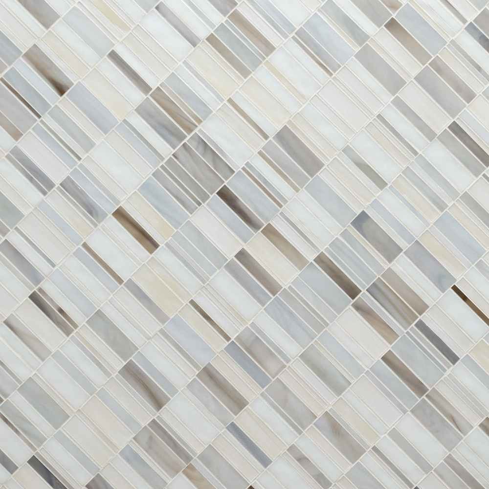 Citi Stax Greige 3mm Glossy Glass Mosaic Tile