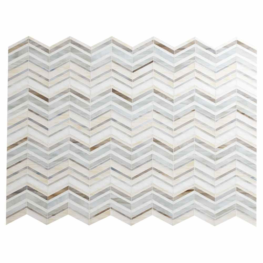 Urban Wave Greige 3mm Glossy Glass Mosaic Tile