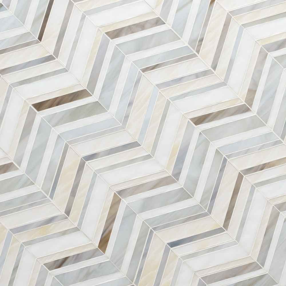 Urban Wave Greige 3mm Glossy Glass Mosaic Tile