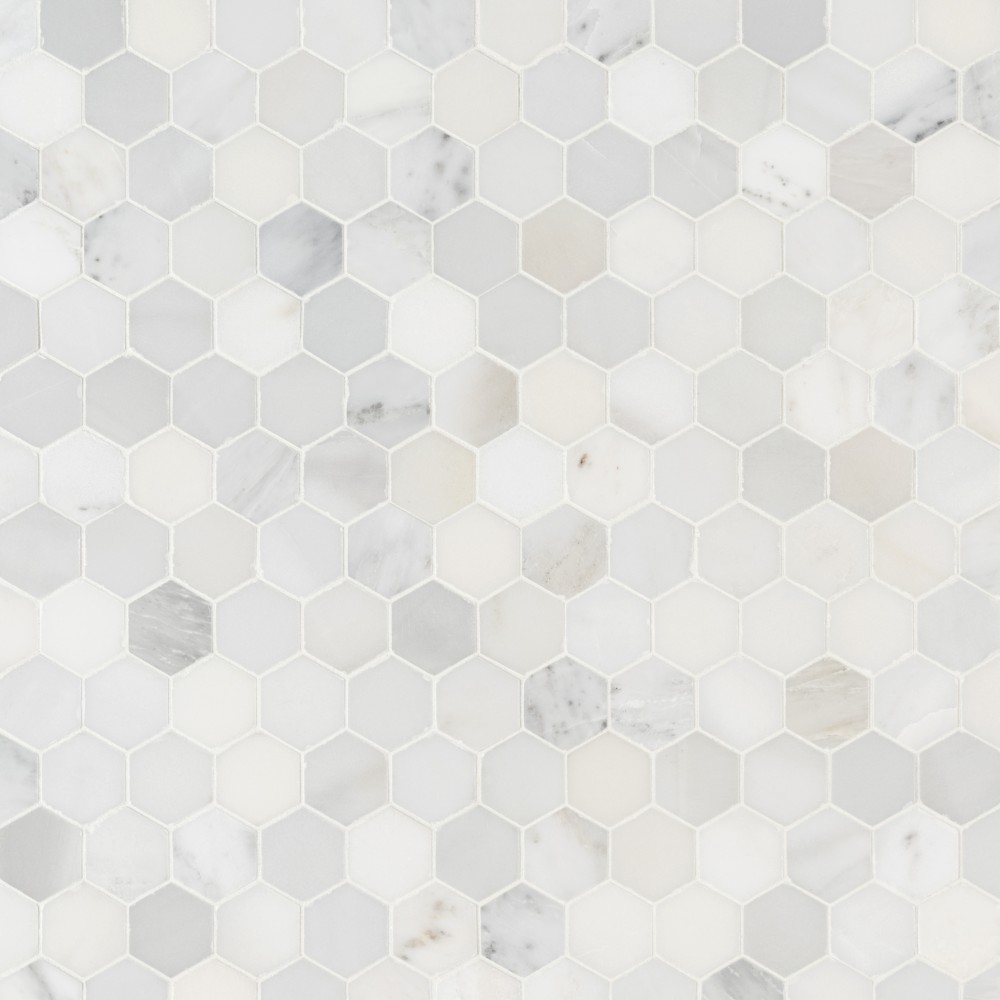 Arabescato Carrara 2X2 Hexagon Honed Mosaic