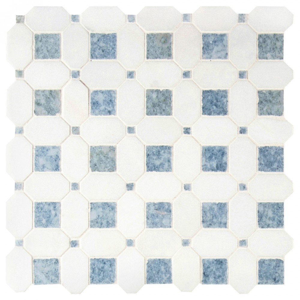 Azula Hatchwork 12X12 Polished Marble Mosaic Tile