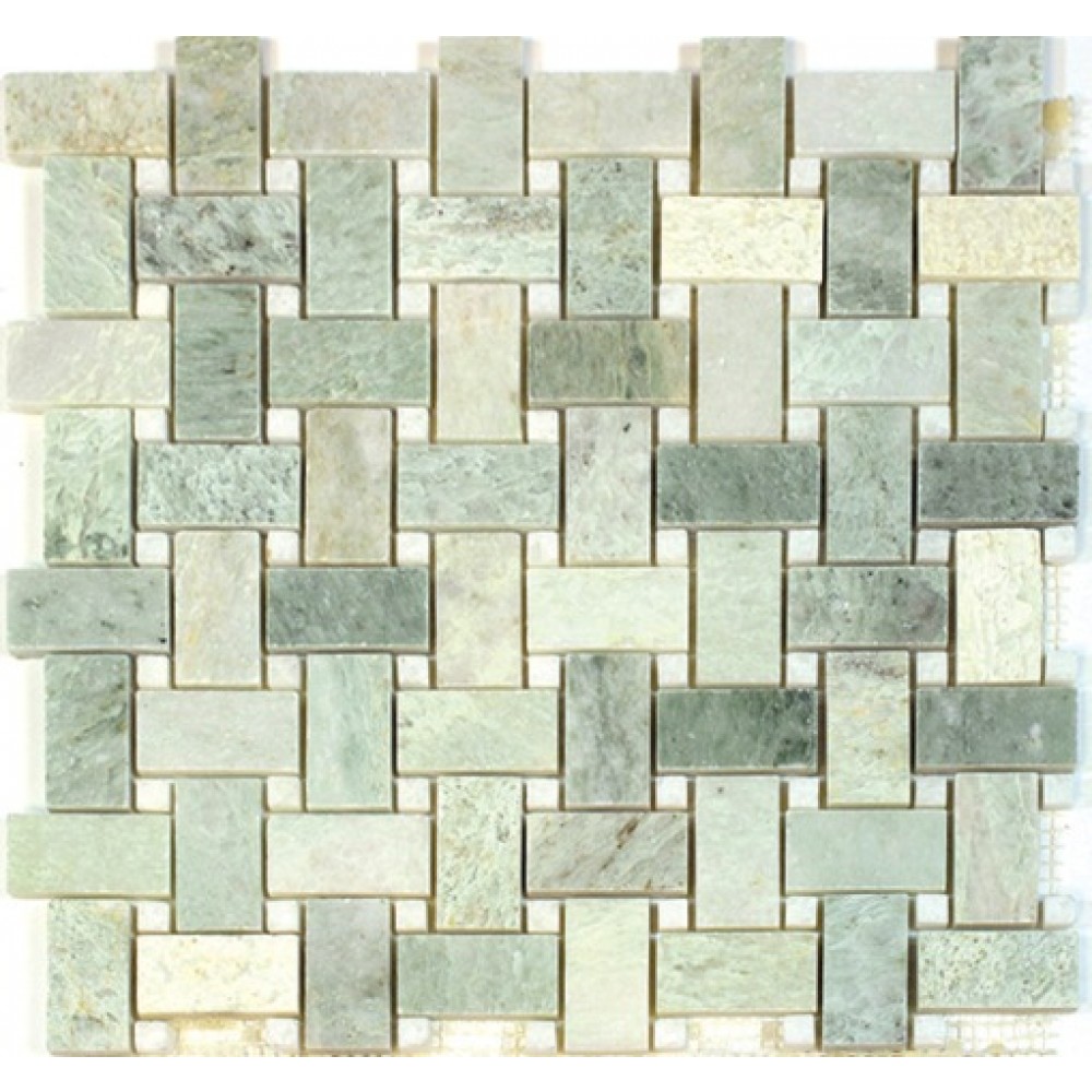 Ming Green 12x12 Polished Basketweave Mosaic