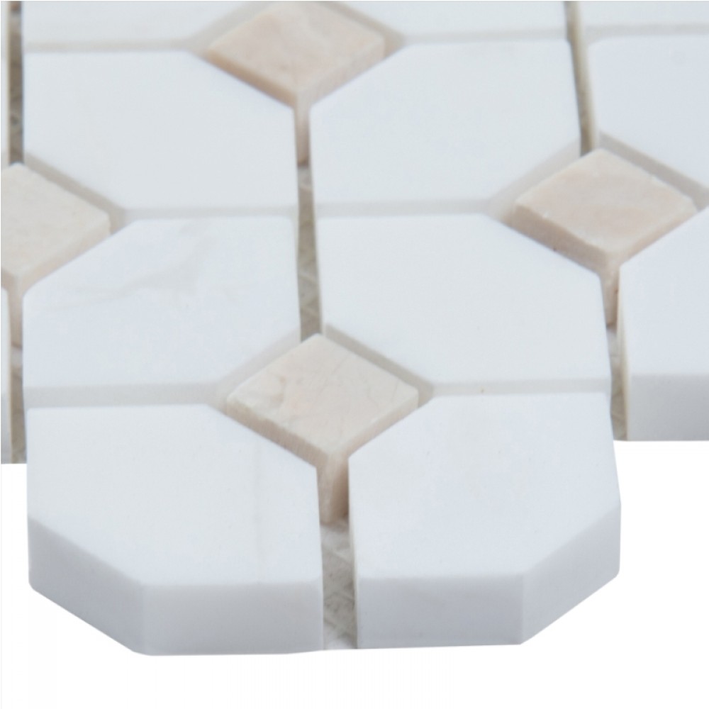 Bianco Dolomite Crema Dotty Polished Backsplash Mosaic