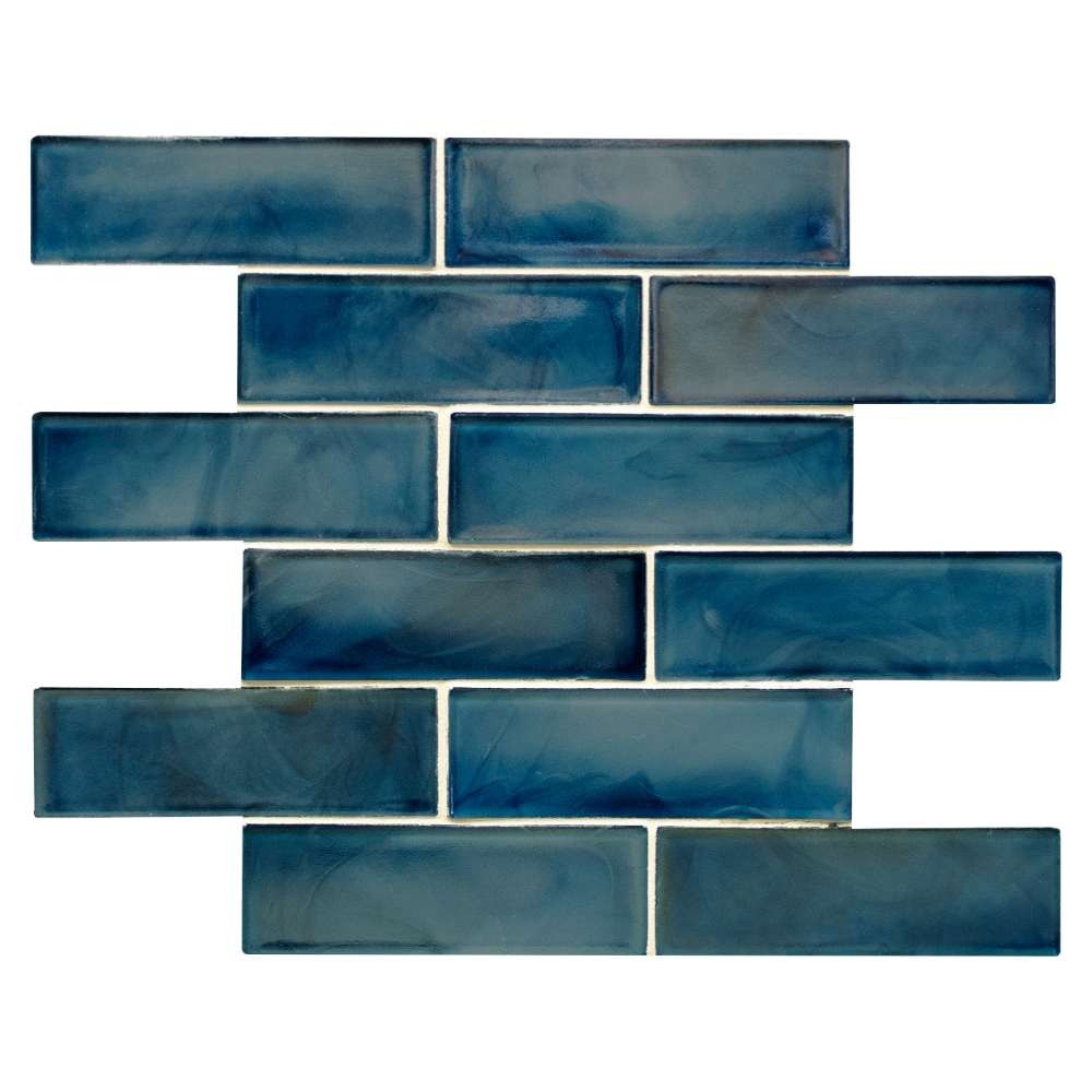 Blue Shimmer 2X6 Glossy Glass Subway Tile