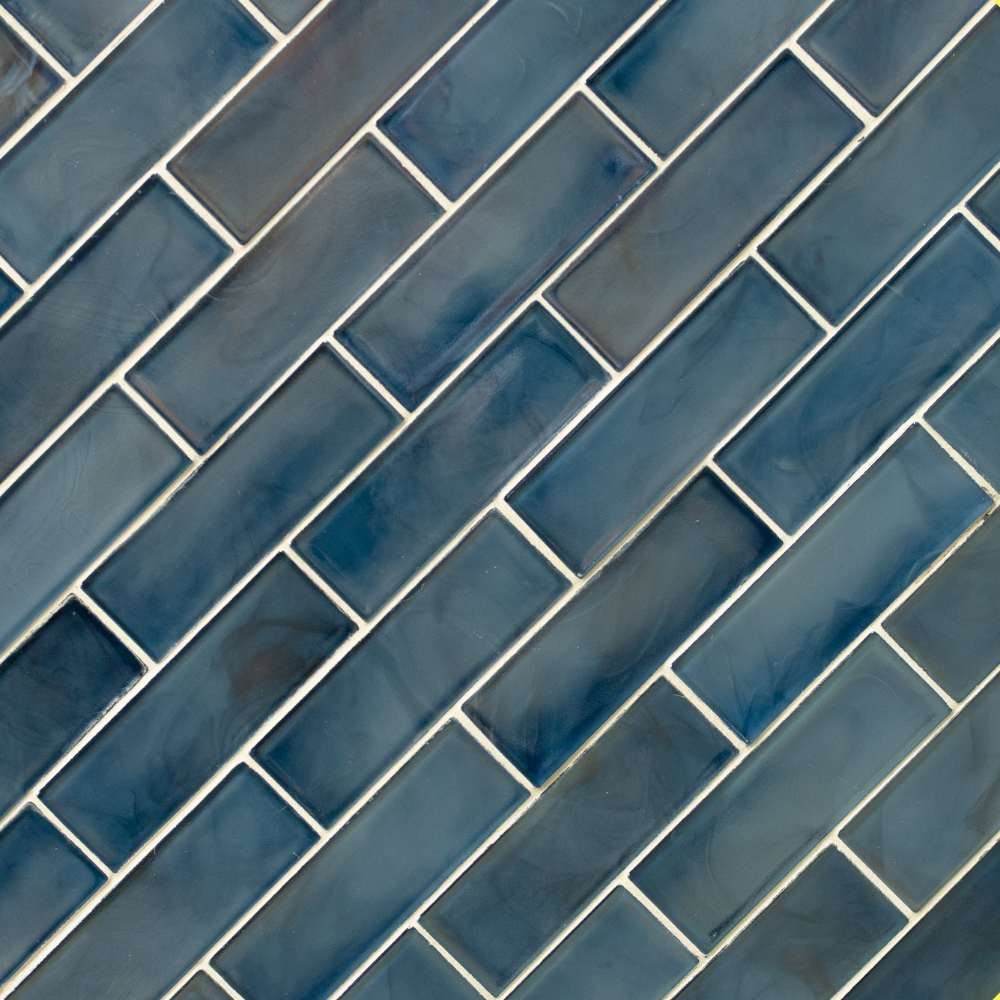 Blue Shimmer 2X6 Glossy Glass Subway Tile