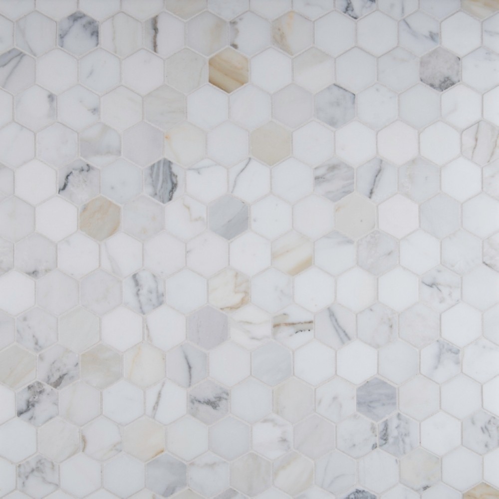 Calacata Gold 2x2 Hexagon Polished Marble Mosaic
