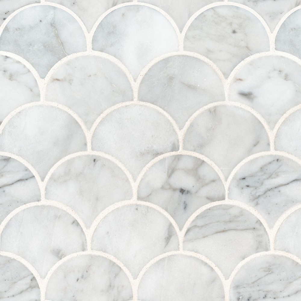 Calacatta Blanco Scallop Pattern Polished Backsplash Wall Tile