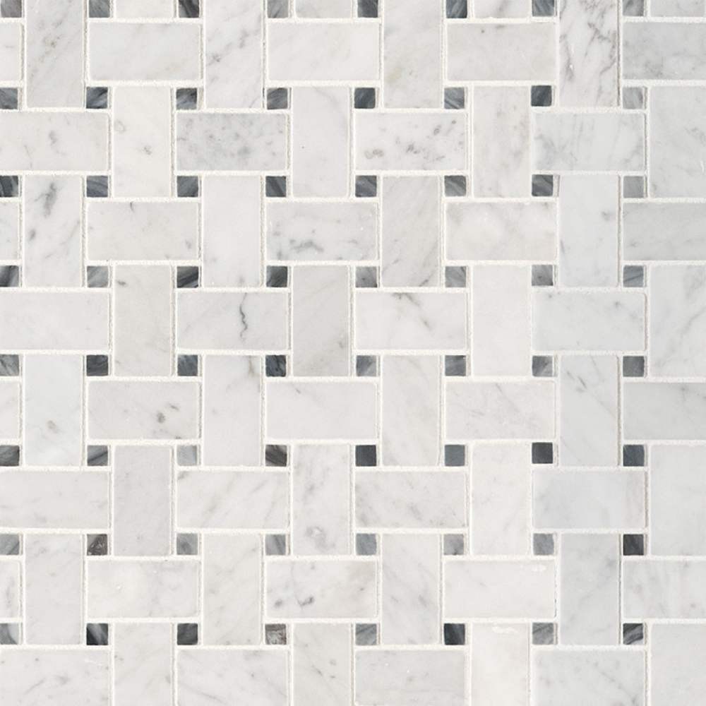 Carrara White Basketweave Pattern Honed Mosaic
