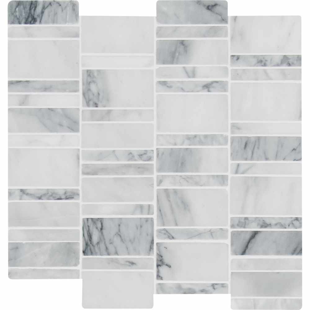 Carrara Classique Multi Pattern Honed Marble Mosaic