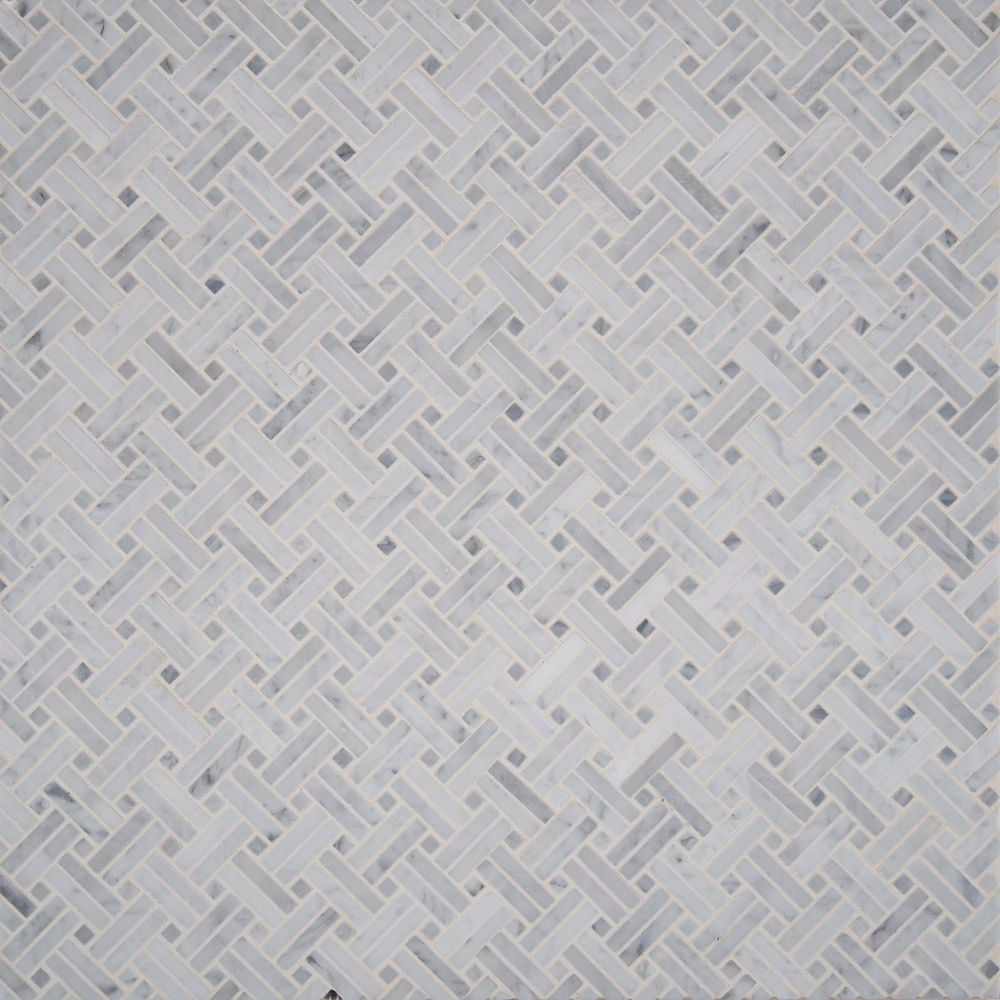 Carrara White Basketweave 12x12 Polished Mosaic