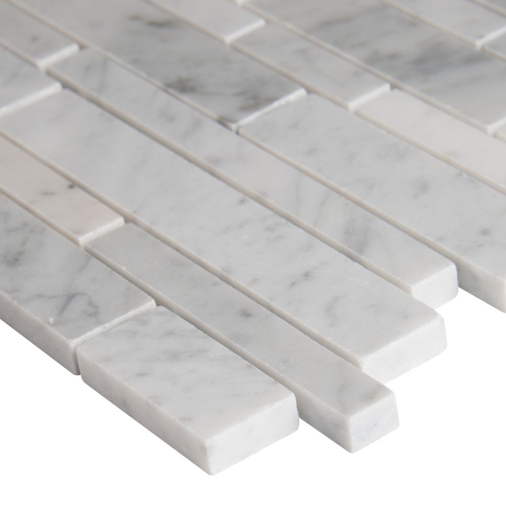 Carrara White RSP Interlocking Pattern Polished Mosaic