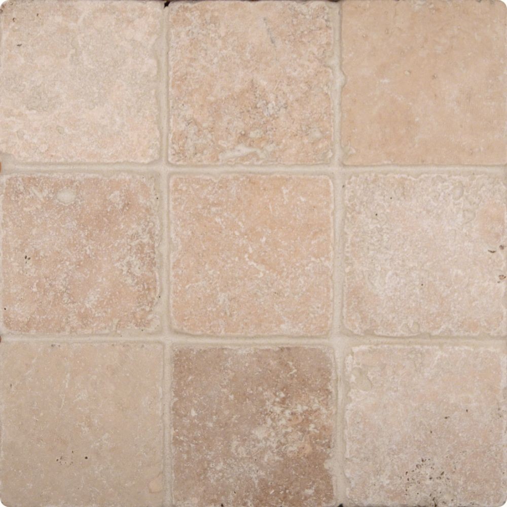 Chiaro 4X4 Tumbled Travertine Floor and Wall Tile