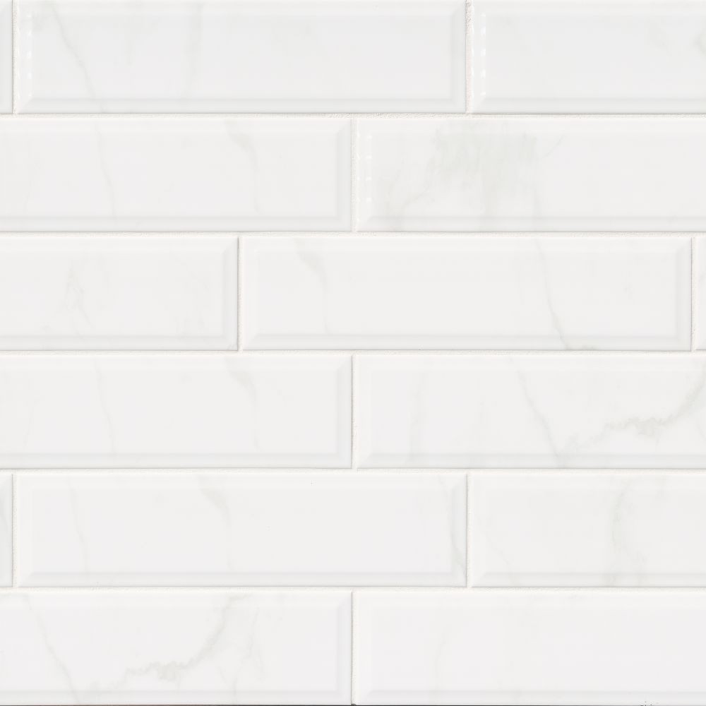 Classique White Carrara 4X16 Glossy Beveled