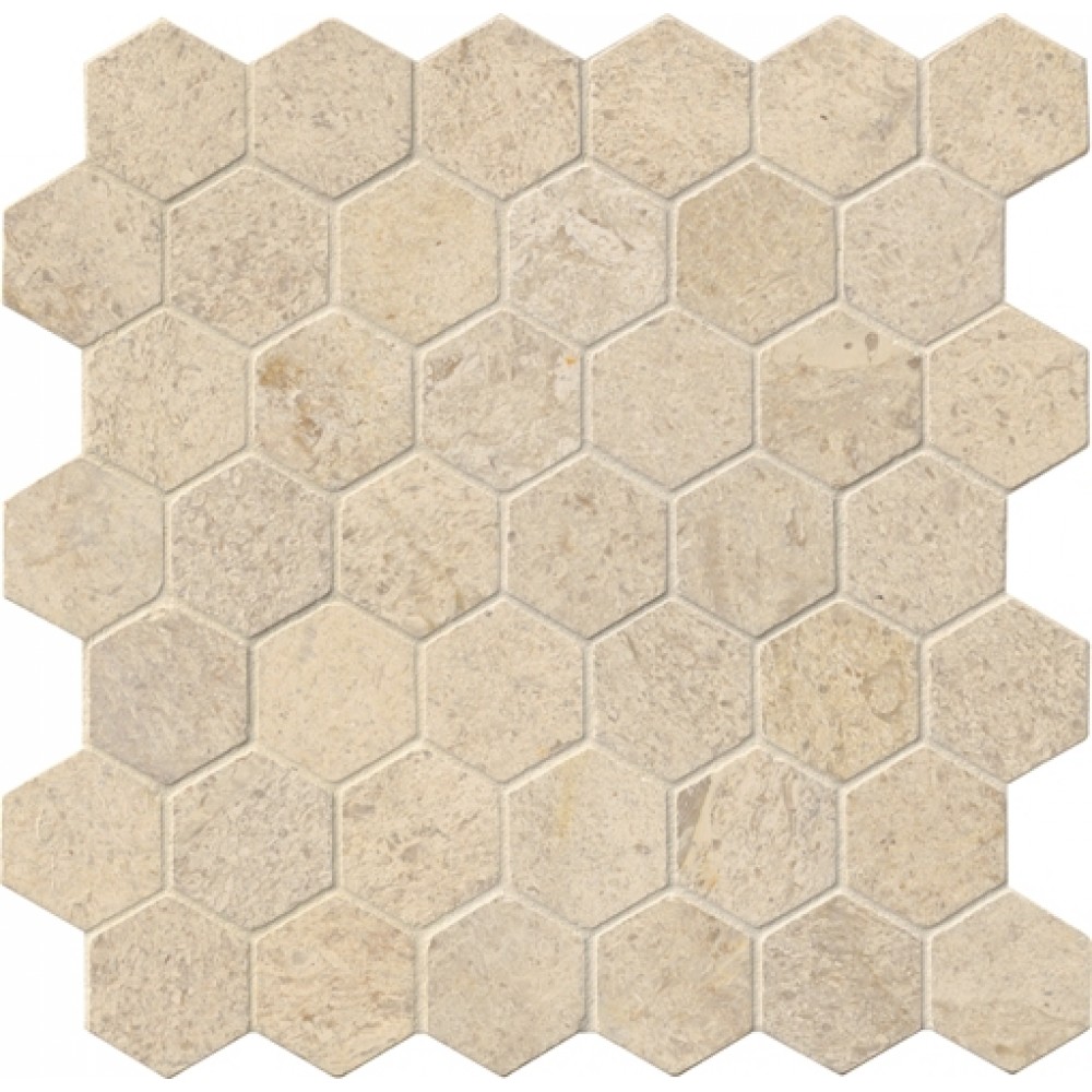 Coastal Sand 2x2 Hexagon Honed Travertine Mosaic