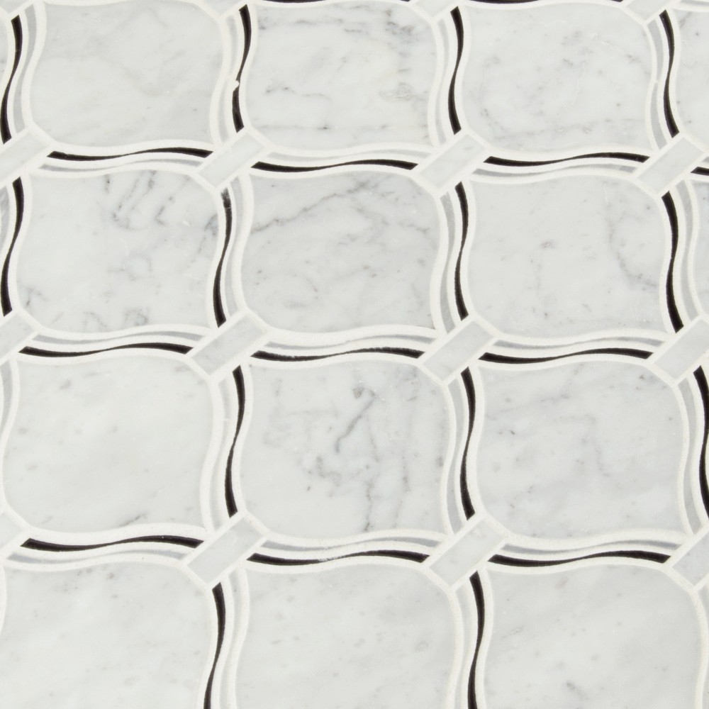 Danza Arabesque 10.94X10.19 Polished Marble Mosaic Tile-2