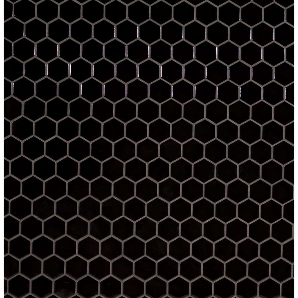 Domino Black 2X2 Hexagon Glossy Porcelain Tile