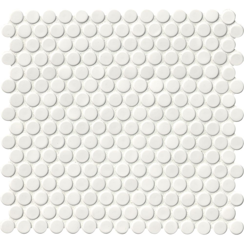 Domino White Glossy Penny Round Mosaic
