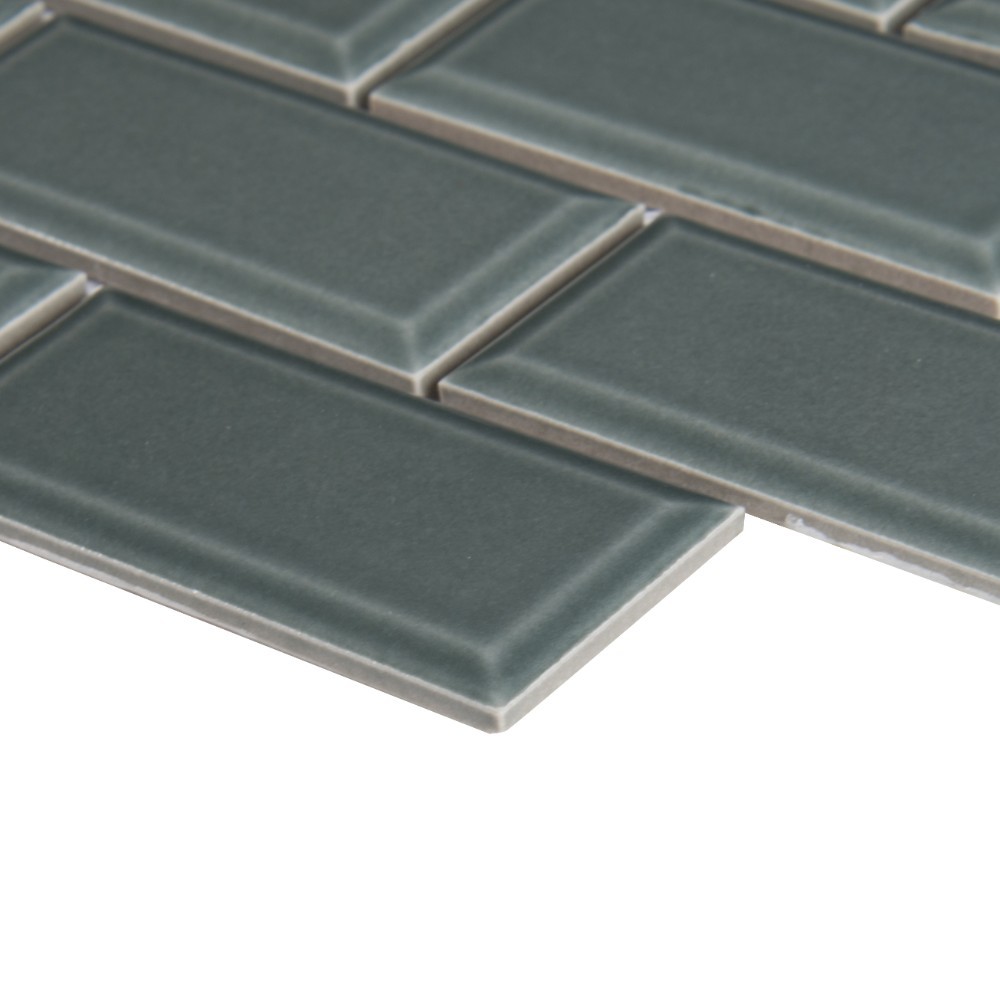 Donna Teal 2x4 Bevel Glossy Subway Ceramic Tile