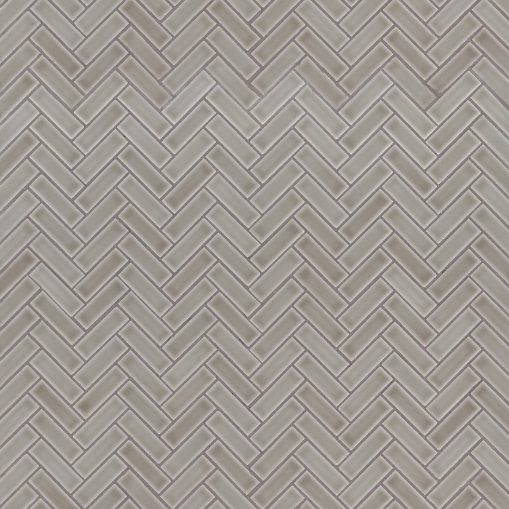 Dove Gray Glossy 1X3 Herringbone Pattern Mosaic