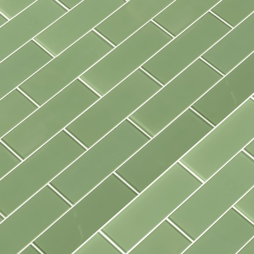 Evergreen Beveled 2x6x8mm Glass Subway Tile-2