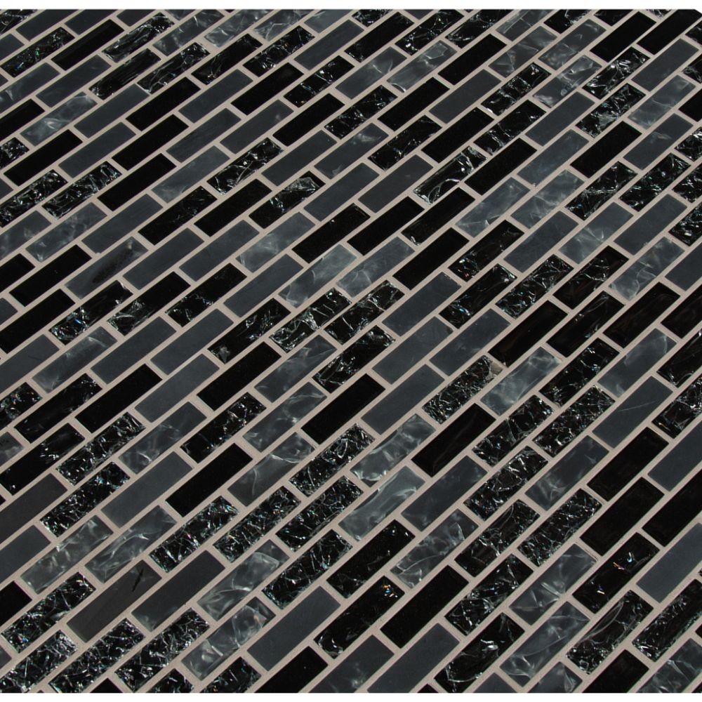 Glissen Black 5/8X5/8 Brick Pattern Glass Mosaic
