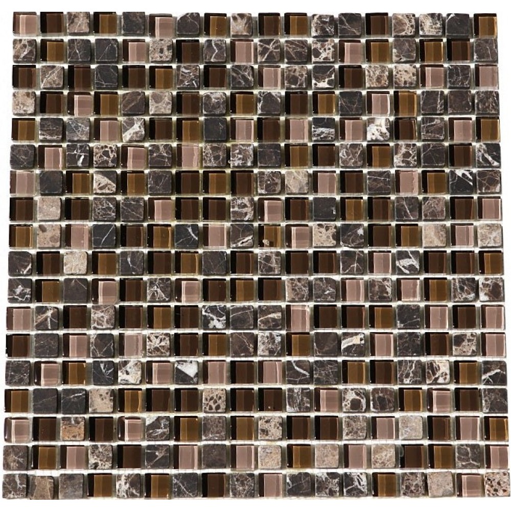 Glacier Brown 12x12 Glass Stone Blend Mosaic