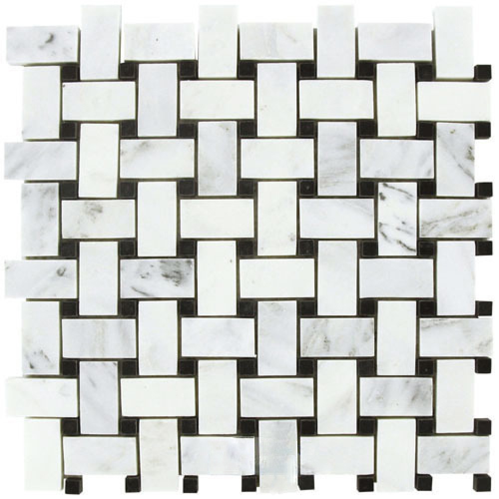 Arabescato Carrara Polished Basketweave Mosaic