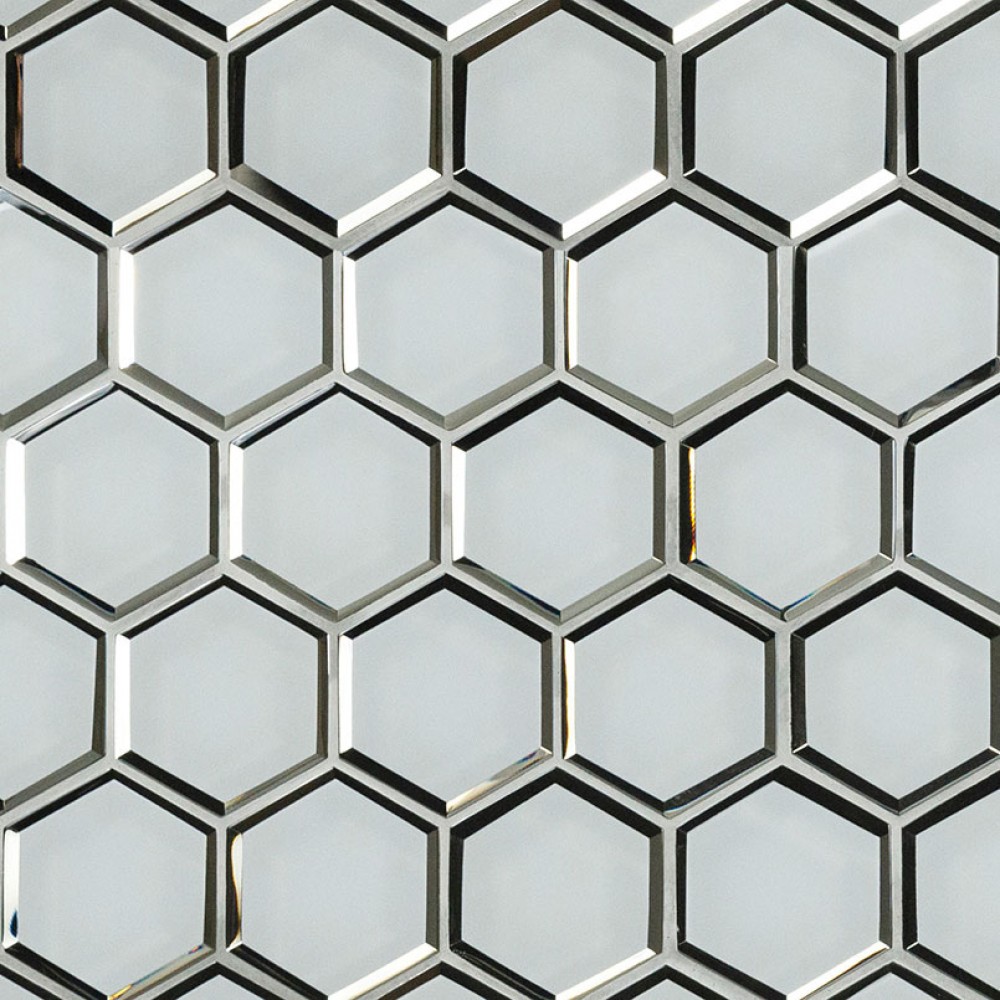Ice Beveled 12.13X10.51 Hexagon Glass Mosaic Tile