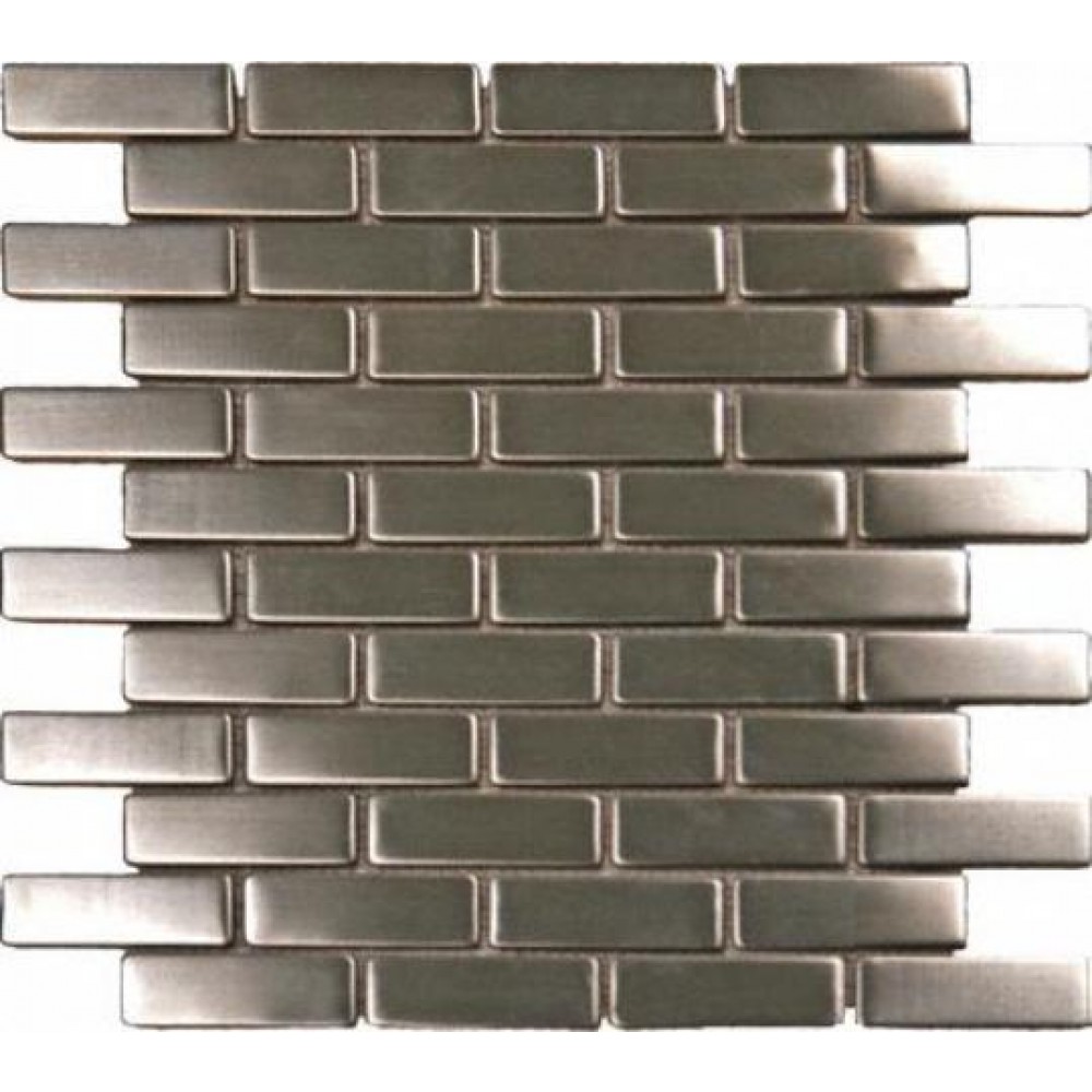 Silver Metal 0.75x2.5 Brick Pattern Metal Mosaic