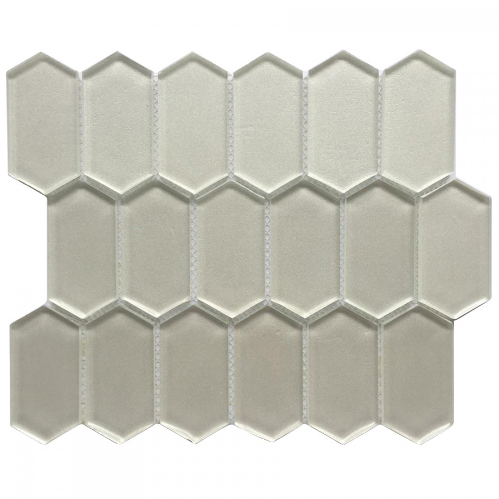 Metalic Silver Streched 10X12 Hexagon Glass Mosaic