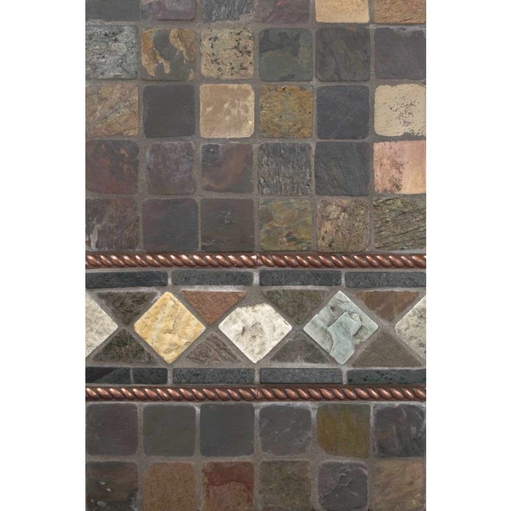 Mixed Color 12X12 Tumbled Slate Mesh-Mounted Mosaic Tile