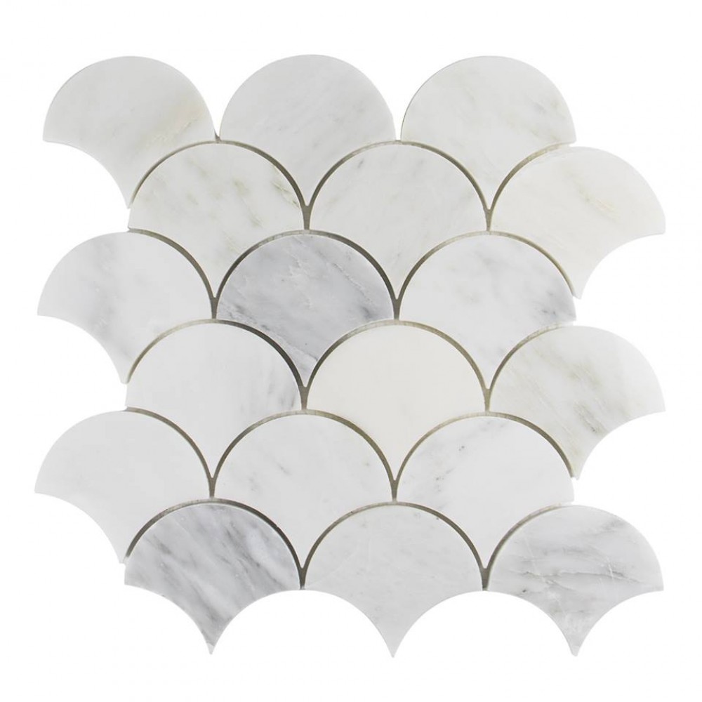Oriental White Polished Shell Scale Mosaic