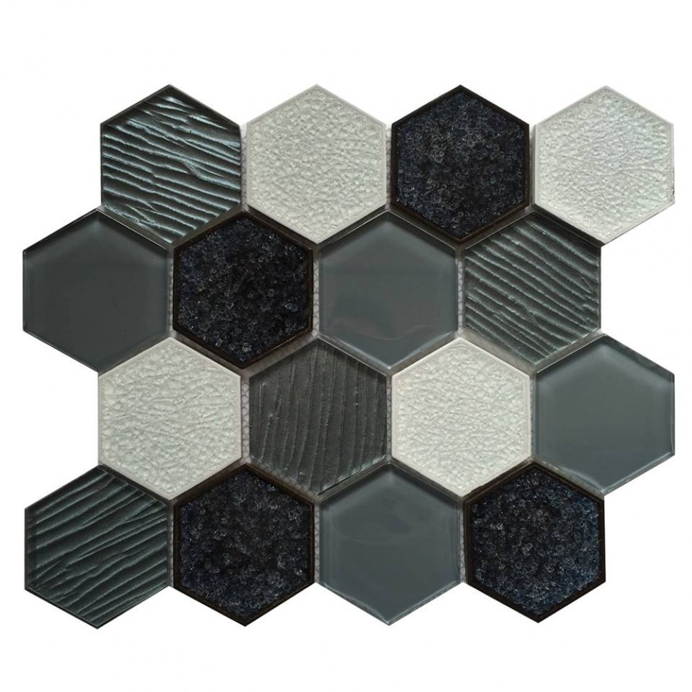 Palladian Grey 3x3 Hexagon Interlocking Mosaic