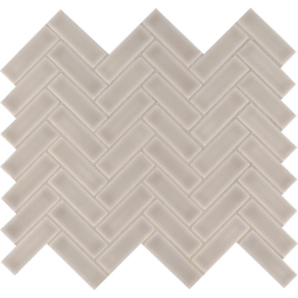 Portico Pearl Glossy 1X3 Herringbone Pattern Mosaic