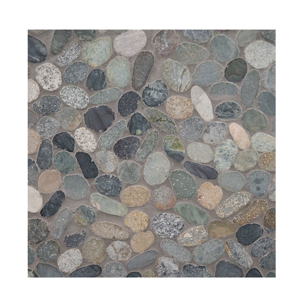 Sliced Rainforest 12X12 Pattern Tumbled Marble Pebble Tile