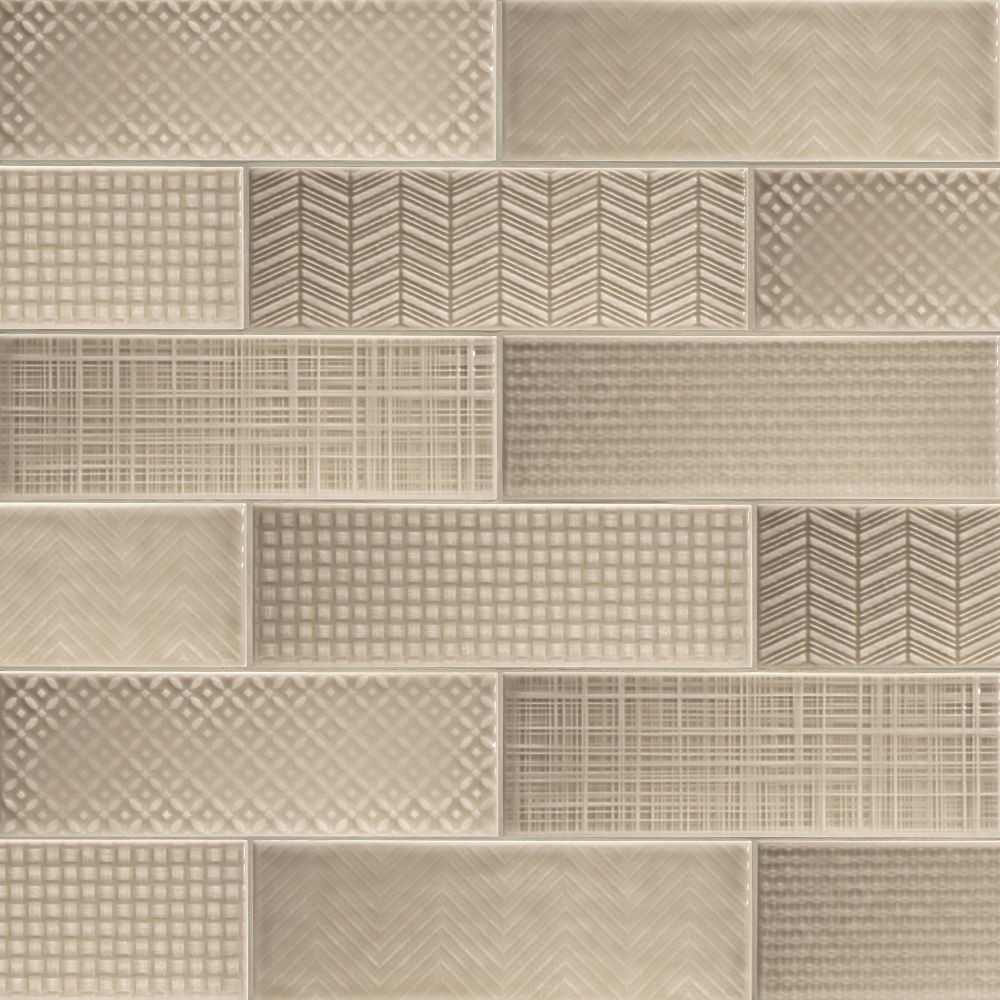 Urbano Warm Concrete 3D Mix 4X12 Glossy Ceramic Subway Tile
