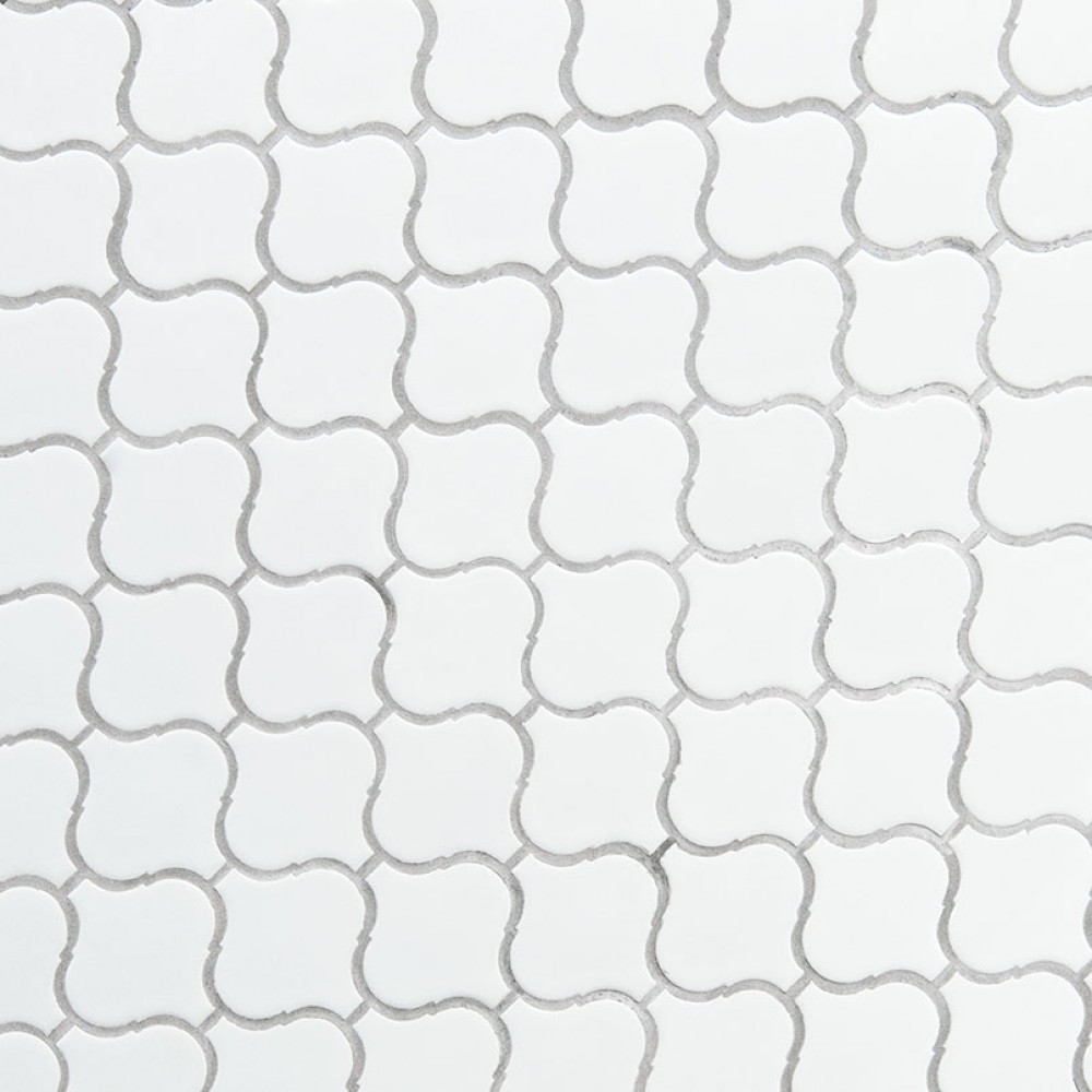 White Arabesque 6mm Glossy Porcelain Mosaic Tile-1
